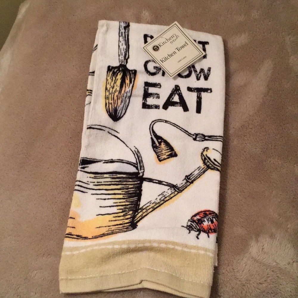 Plant Grow Eat Kitchen Towel NWT Cotton